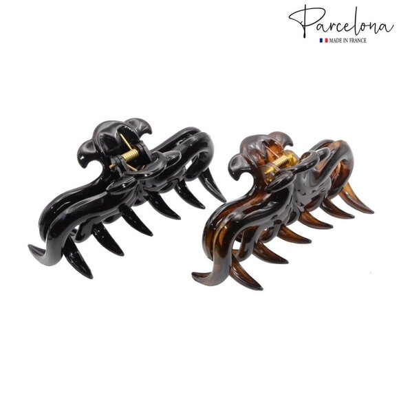 Hair Claw Clips Tortoise Shell Black Celluloid Medium Flexible Women Accessories main image 8